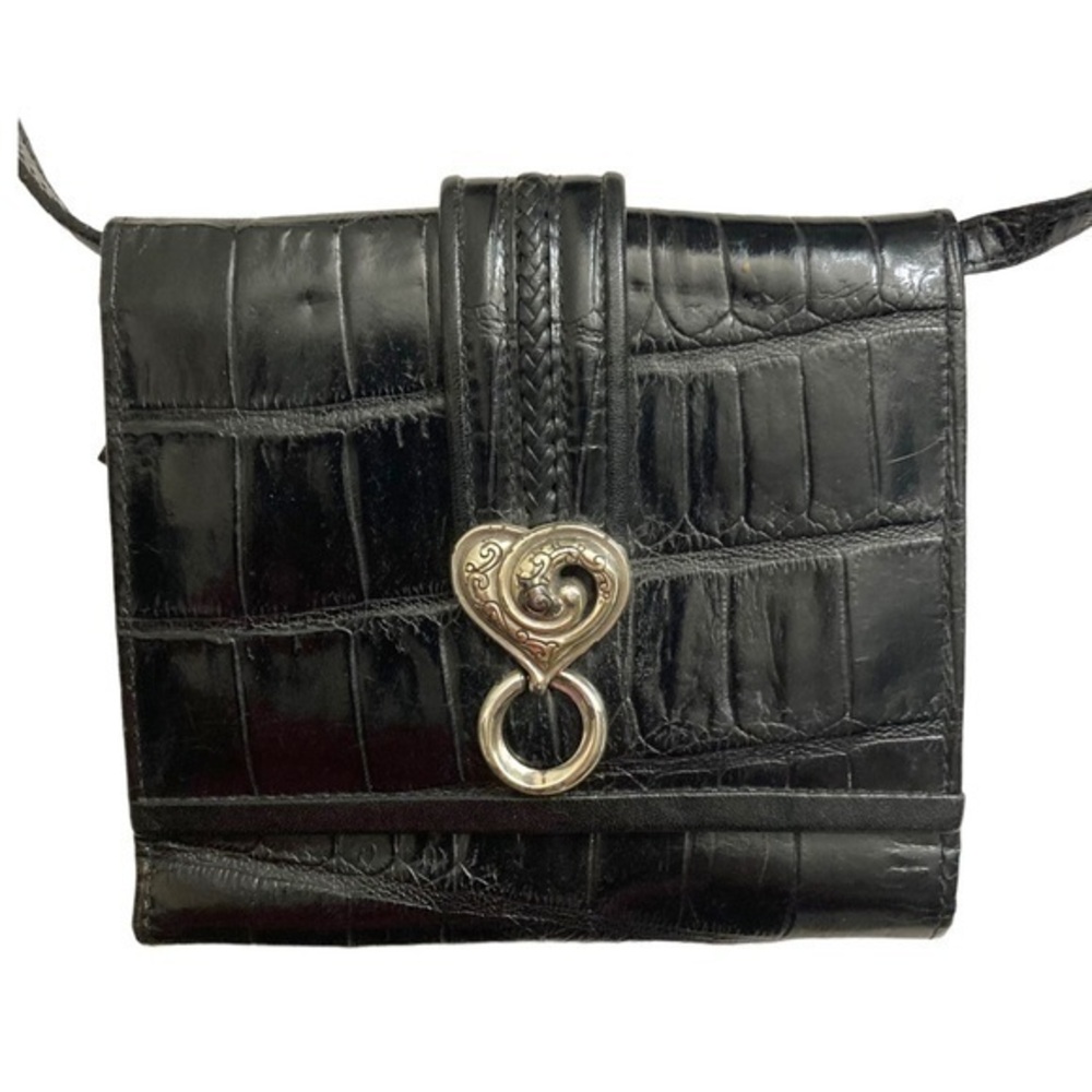 Brighton black leather wallet crossbody organizer bag